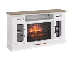 60" White 2-Door Electric Fireplace Console -Franklin Sales Store 810618088 A0 2