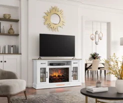 60" White 2-Door Electric Fireplace Console -Franklin Sales Store 810618088 B0 3