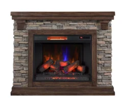 50" Madison Pine & Faux Stone Electric Fireplace