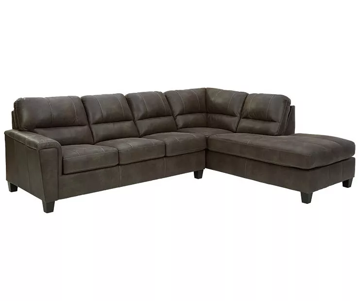 Signature Design By Ashley Navi Smoke Faux Leather Sectional With Right-Facing Chaise 3 Signature Design By Ashley Navi Smoke Faux Leather Sectional With Right-Facing Chaise