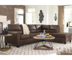 Signature Design By Ashley Navi Chestnut Faux Leather Sectional With Right-Facing Chaise -Franklin Sales Store combo760015 3
