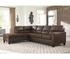Signature Design By Ashley Navi Chestnut Faux Leather Sleeper Sectional With Left-Facing Chaise -Franklin Sales Store combo760016 2