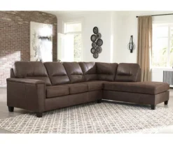 Signature Design By Ashley Navi Chestnut Faux Leather Sleeper Sectional With Right-Facing Chaise 9 Signature Design By Ashley Navi Chestnut Faux Leather Sleeper Sectional With Right-Facing Chaise -Franklin Sales Store combo760017 2