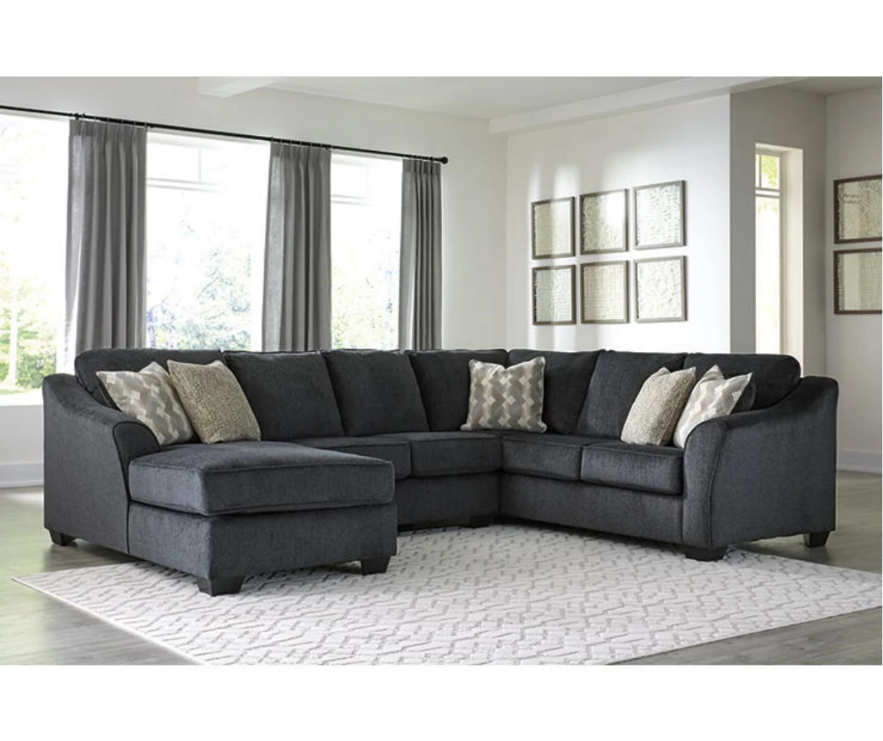Signature Design By Ashley Eltmann Slate 3-Piece Sectional With Left-Facing Chaise 4 Signature Design By Ashley Eltmann Slate 3-Piece Sectional With Left-Facing Chaise - Image 2